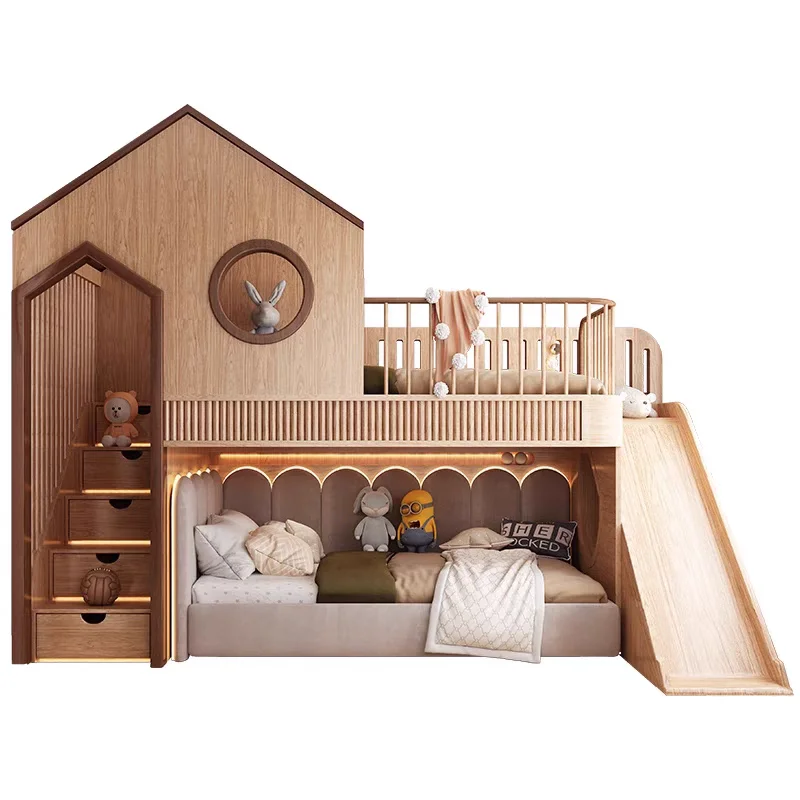 سرير أطفال عادي للتخزين قابل للتوسيع بتصميم أبيض عادي سرير أطفال للأميرة حديث فردي مخصص مضاء لصب أثاث الأطفال المنزلي #6