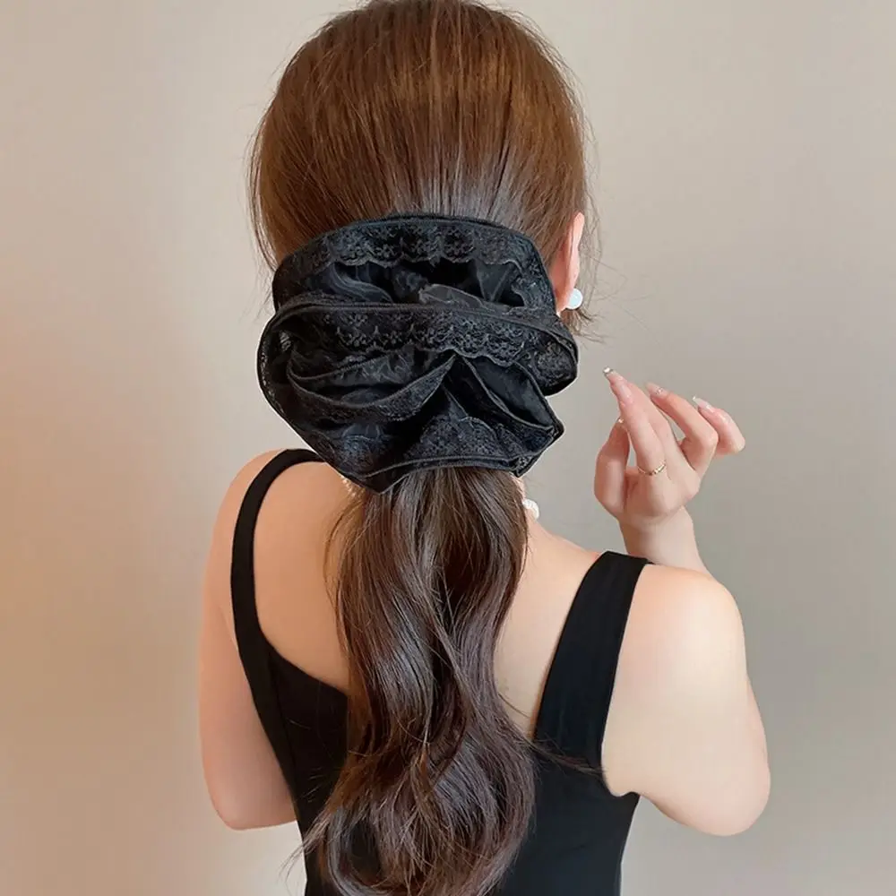 Chiffon Lace Scrunchies Sweet Korean Style Hair Tie Elastic Hair Band Printing Headdress Hair Rope Ponytail Holder