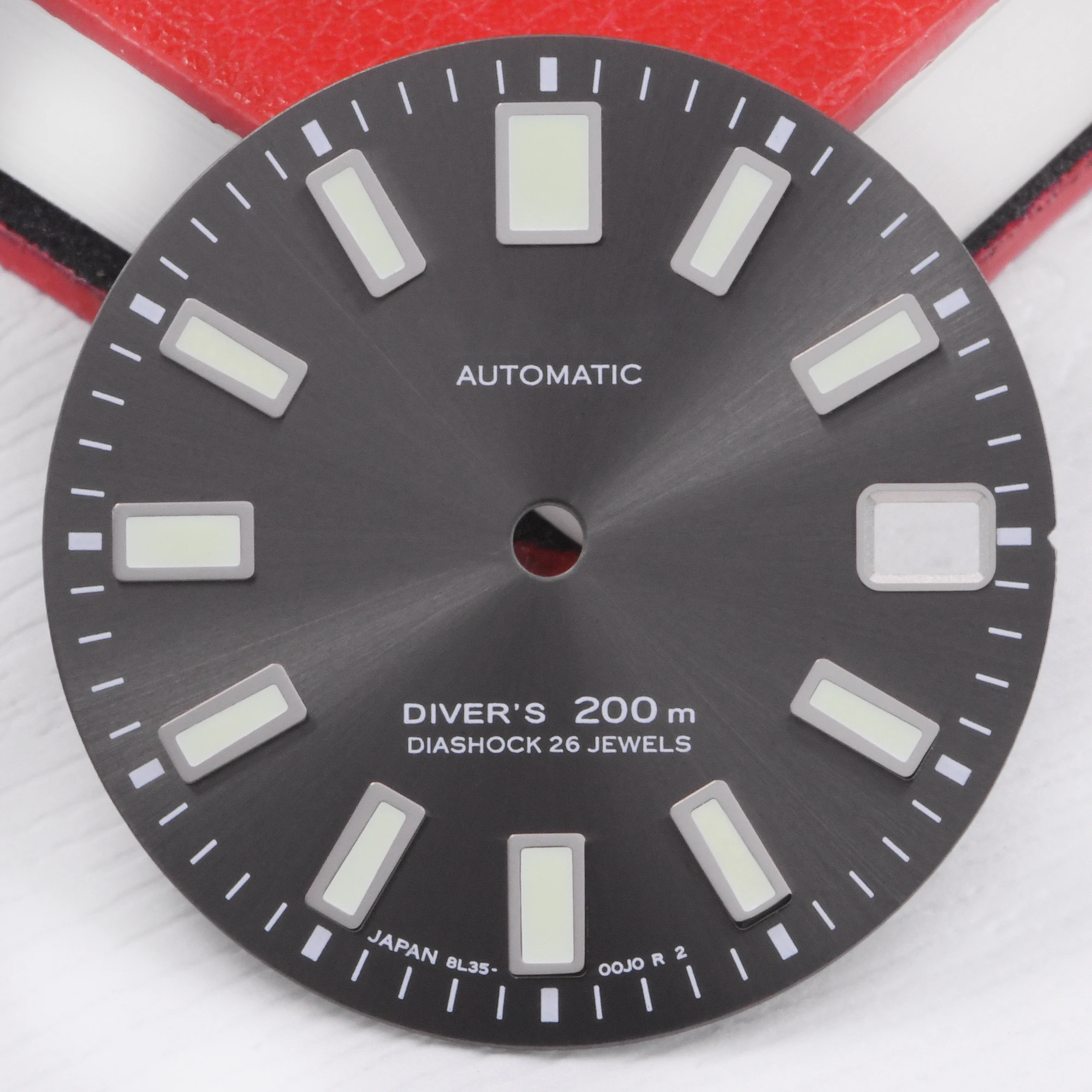 62MAS Style Watch Dial 28.5mm Modified Dial 3/3.8 O'clock Date Window Super C3 Green Lume Compatible with NH35 NH36 Movement