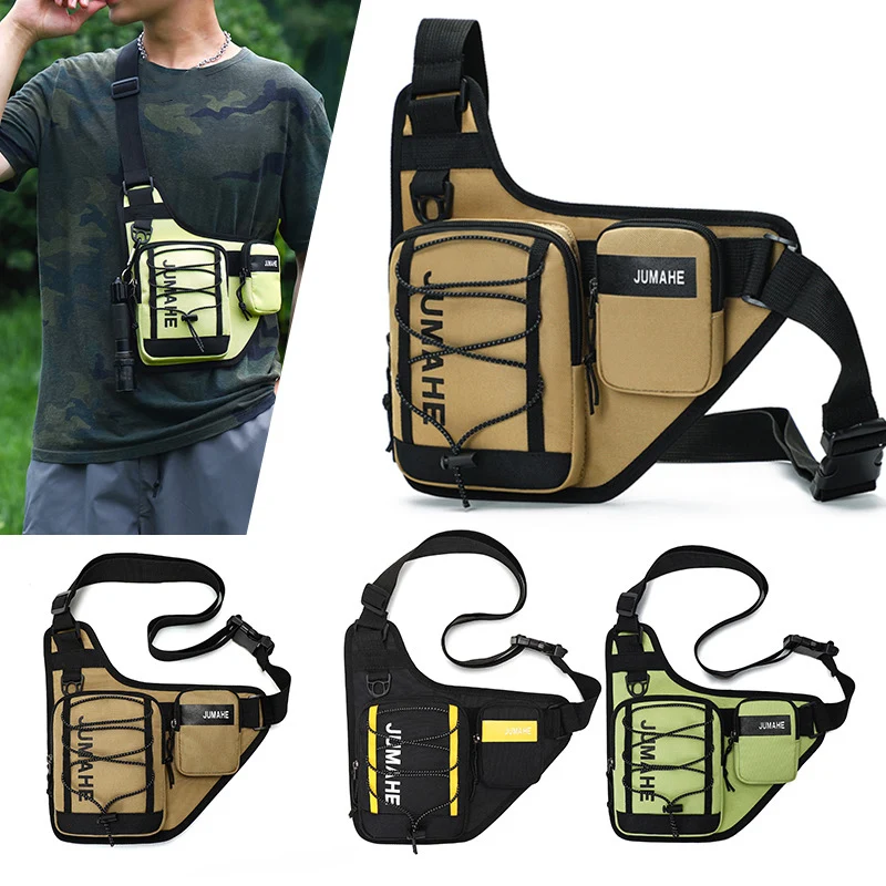 Men's Sports Waist Pack Multi-Function Portable Crossbody Daypack Oxford Chest Bags Travel Storage Pack Detachable Small Bag