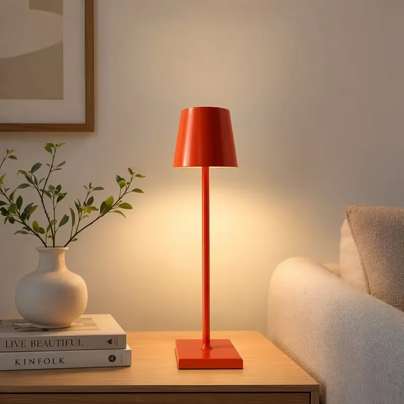 Rechargeable LED Table Lamp Cordless Design Stepless Dimming Extended Battery Life Touch Switch 3 Levels Dimmable Eye-Caring LED Type-C Port 3 Color Desk Lights Bar Club Dinner Creative Decorative Ambient Lighting, image 9