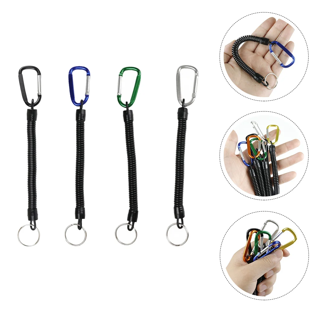 4 Pcs Anti Lost Stretch Cord Anti-lost Spring Rope Key Fob Retractable Chain Coil Alloy Heavy Duty