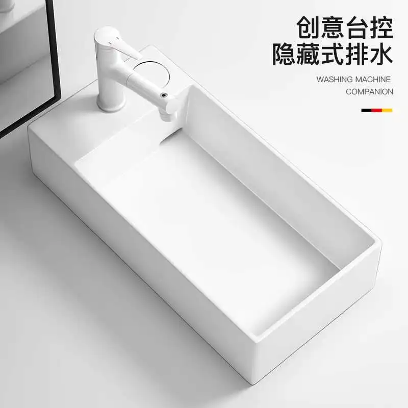 

Vertical ultra-narrow washing machine ceramic table basin balcony wash basin bathroom washbasin hidden table control drainage