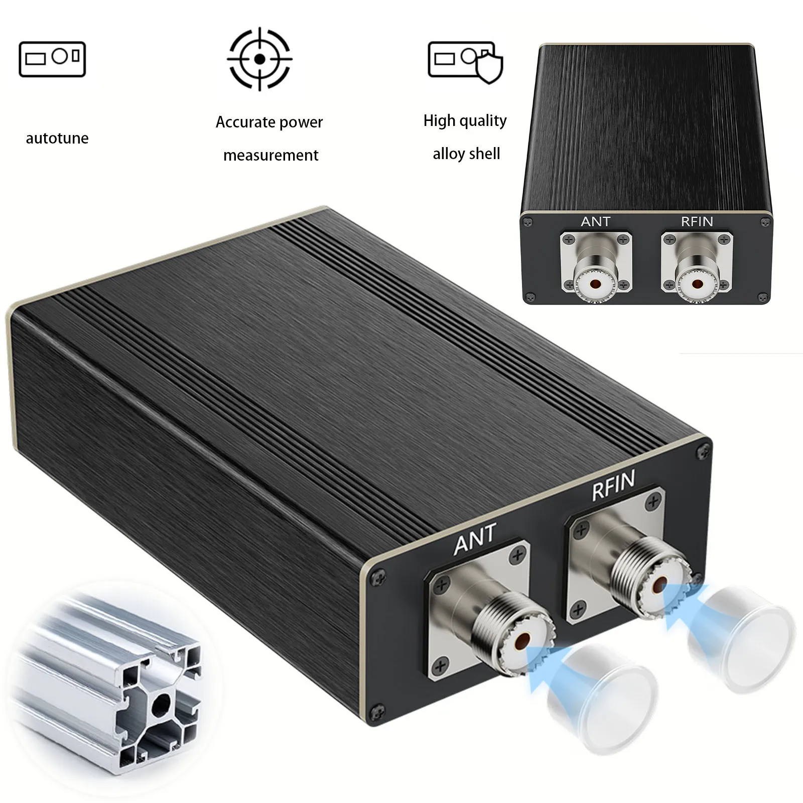 

ATU100 Pro+ Automatic Antenna Tuner 1.8-55MHz Portable Antenna Tuner 0.96Inch Display Tuning Unit USB Charging Interface