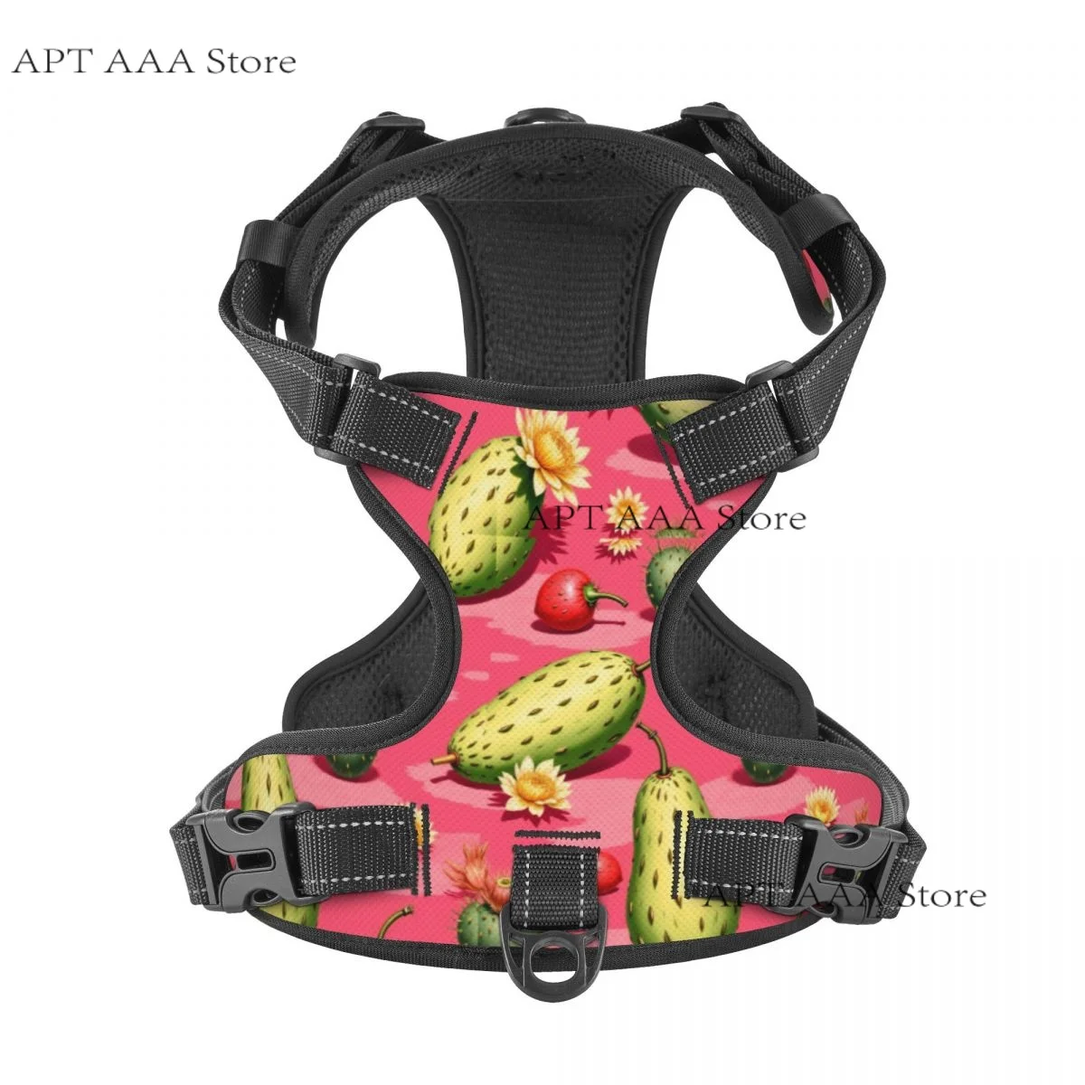 

Multiple sizes Pet Cat Dog Harness for Dogs Adjustable Pet Harness Reflective Cactus Fruits Pink Service Training Easy Control