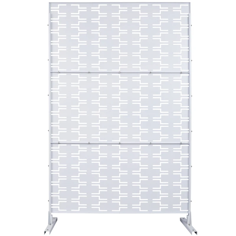 Outdoor & Indoor Privacy Screen Metal Privacy Screen 76" H×48" W, Freestanding Decorative Privacy Screen for Deck Balcony Patio, Privacy Fence Panels for Outside Lawn Garden PS112 WHITE view 4