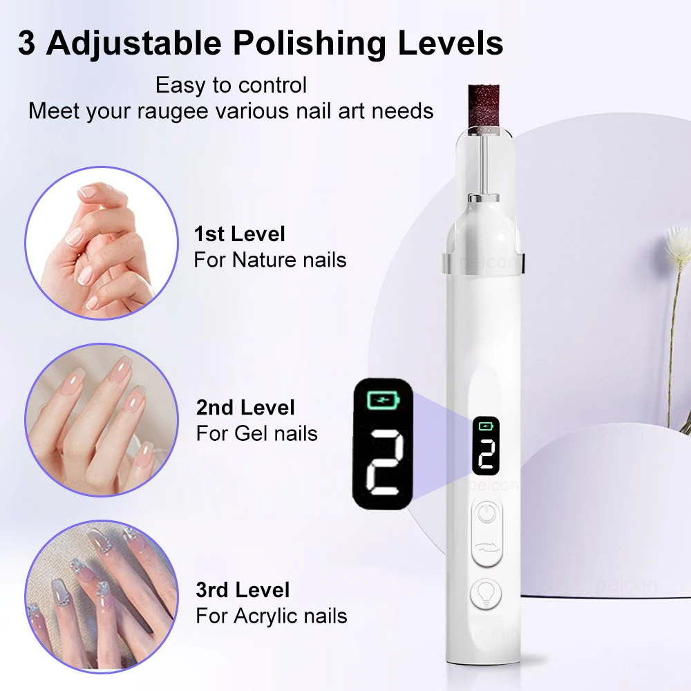 Electric Nail Polish Drill Machine Portable Nail Sander File Rechargeable Exfoliation and Polishing for Manicure Salon Tool