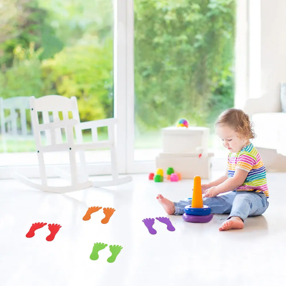 

12 пар наклеек на пол в форме стопы, водонепроницаемые, из ПВХ, противоскользящие, самоклеящиеся, для ванной, детского сада, бассейна, класса