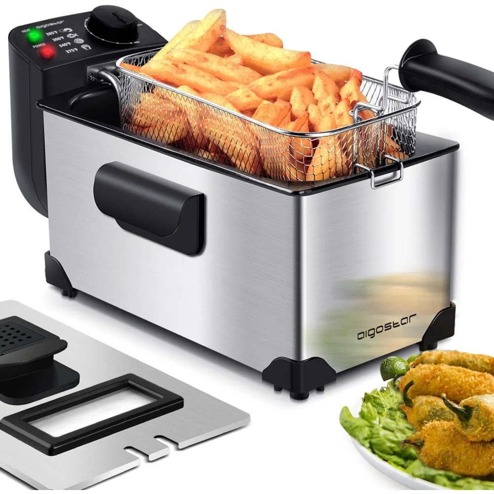 

2024 New Deep Fryer, Electric Deep Fat Fryers with Baskets, 3 Liters Capacity Oil Frying Pot with View Window