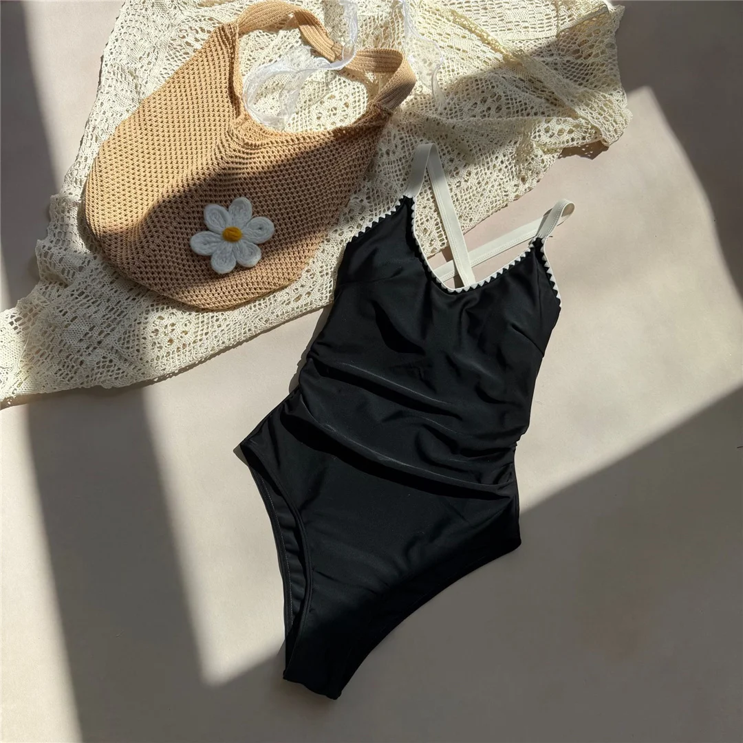 Sexy, mit Schnittmuster versehener, rückenfreier Badeanzug für Damen, mit hohem Beinausschnitt und Polsterung, Badebekleidung, Badeanzug, Modell V7156. – Detail 7