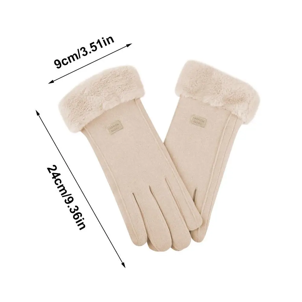 女性の冬の厚い豪華な手袋ファッション暖かいスエード屋外 Guantes 女性タッチスクリーン運転手袋フリース冬手袋