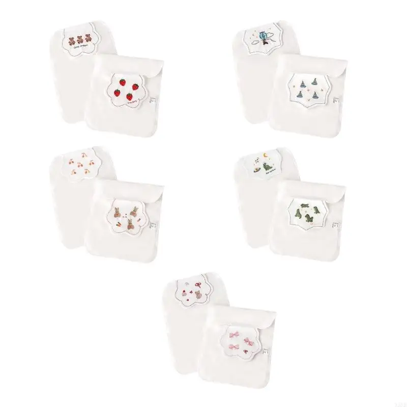 X5XE 2Pcs/set Baby Backrest Towel Cartoon Pattern Sweat Absorbent Back Towel Wet Pad