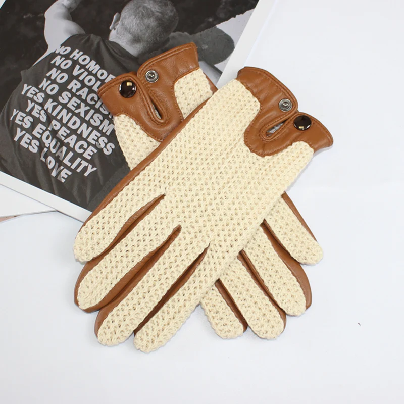 2023 New Men's leather gloves Short style sheepskin outdoor driving fashion gloves Spring and Autumn