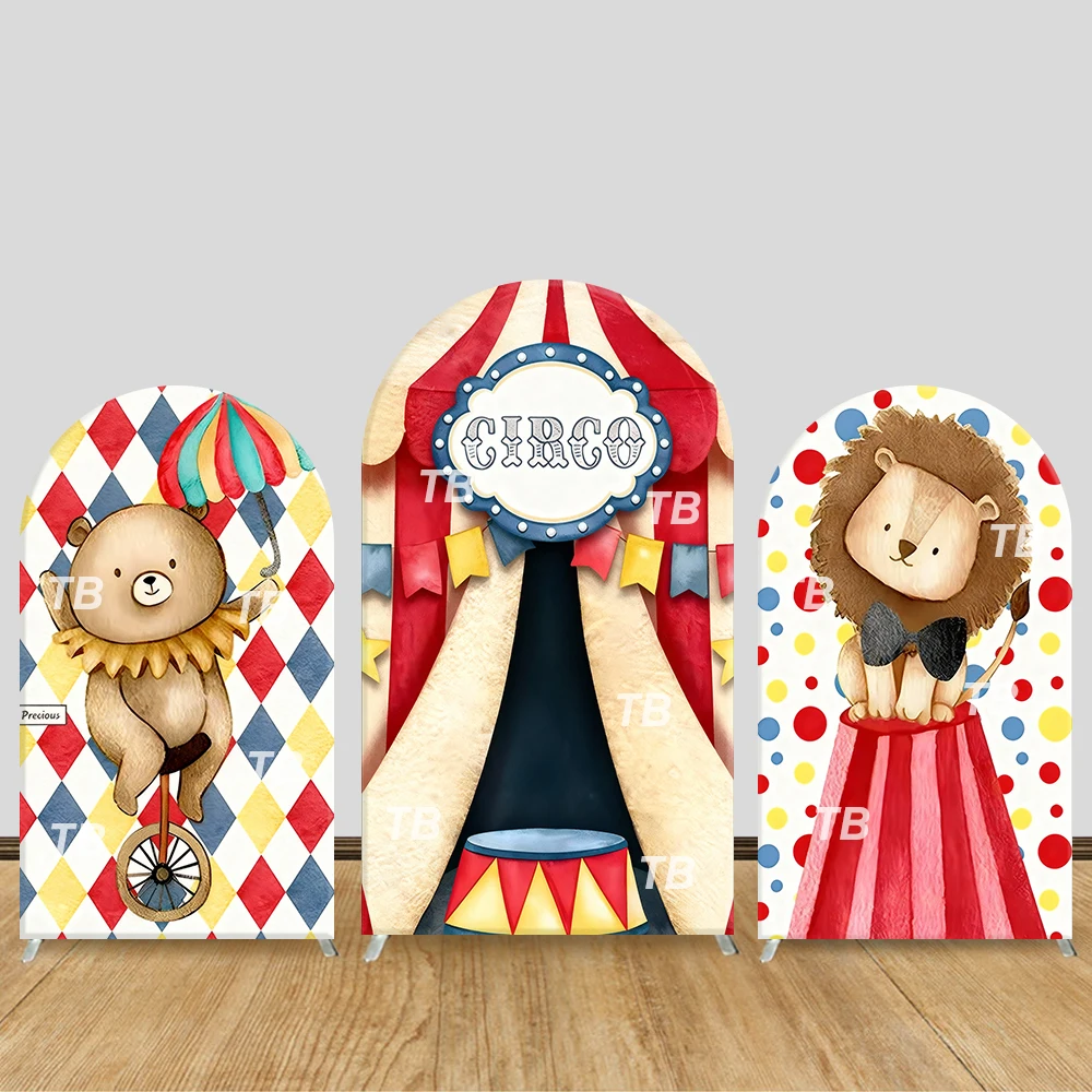 

Circus Cute Animal Arch Backdrop Cover Theme Party Decor Photo Booth Background Kids Birthday Celebration Supplies