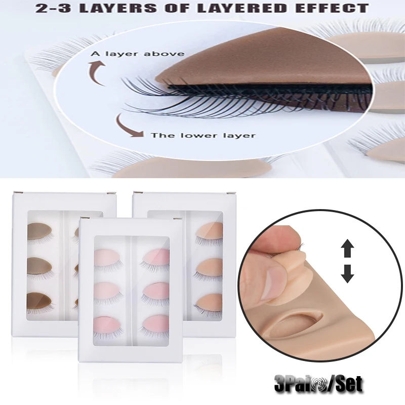 3Pairs/Set  Replacement False Eyelash Extension Practice Head Model Silicone Removable Eyelids Tattoo Training Eyes Mannequin