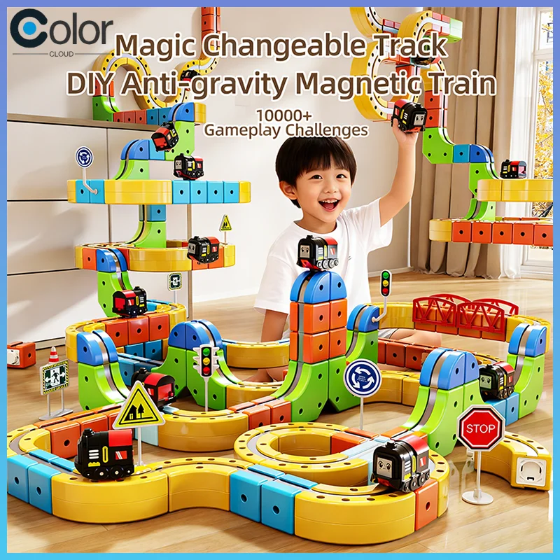 

Anti Gravity Magnetic Electric Train 3d Flexible Building Block Tracks Magnetic Link Derailment Proof Educational Toy For Boys