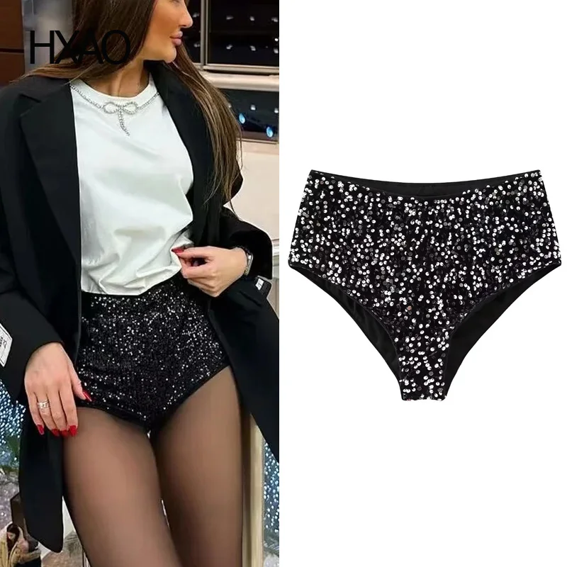 

HXAO Sequin Shorts for Women Hot Pants Sexy Black Shorts Women's Shorts Summer Woman Shorts Mini Shorts Fashion Sequined Shorts