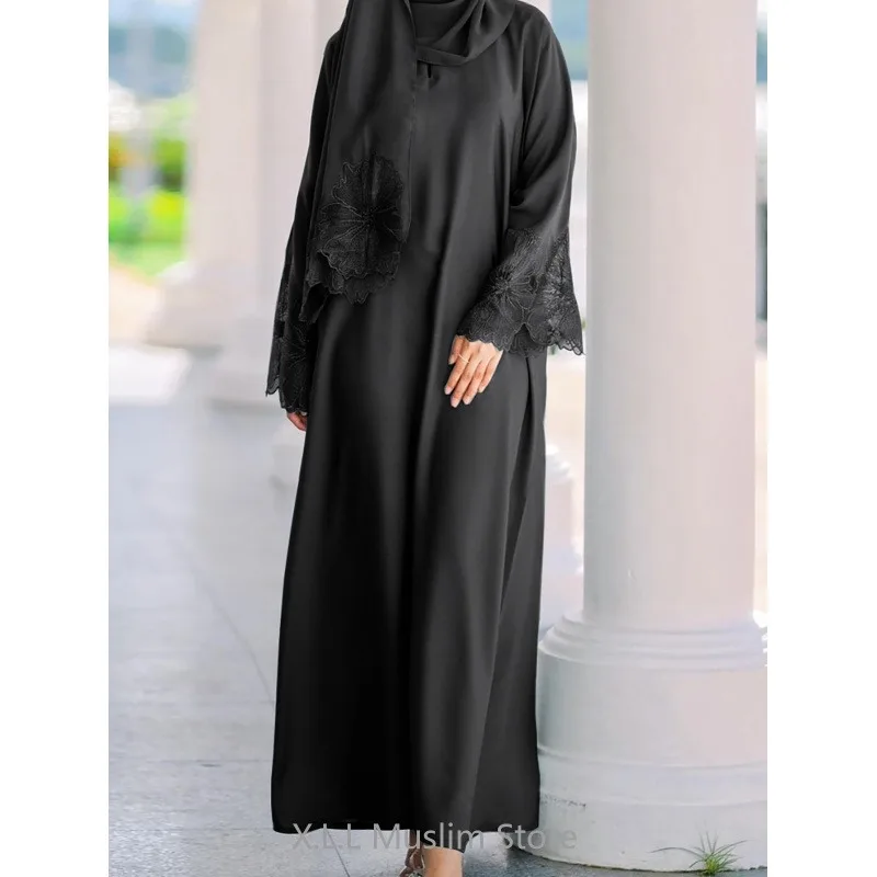 Lace Muslim Dresses For Women Eid Ramadan Robe Clothing Modest Fashion Hijab Dubai Abaya Long Loose Abaya Moroccan Kaftan Dress