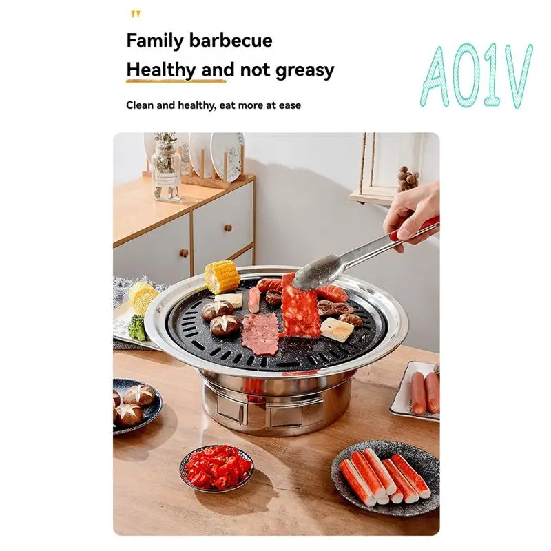 

A01V-13 Inch Stainless Steel Korean Barbecue Multifunctional Charcoal Barbecue Grill BBQ Charcoal Grill Forcamping Picnic Indoor