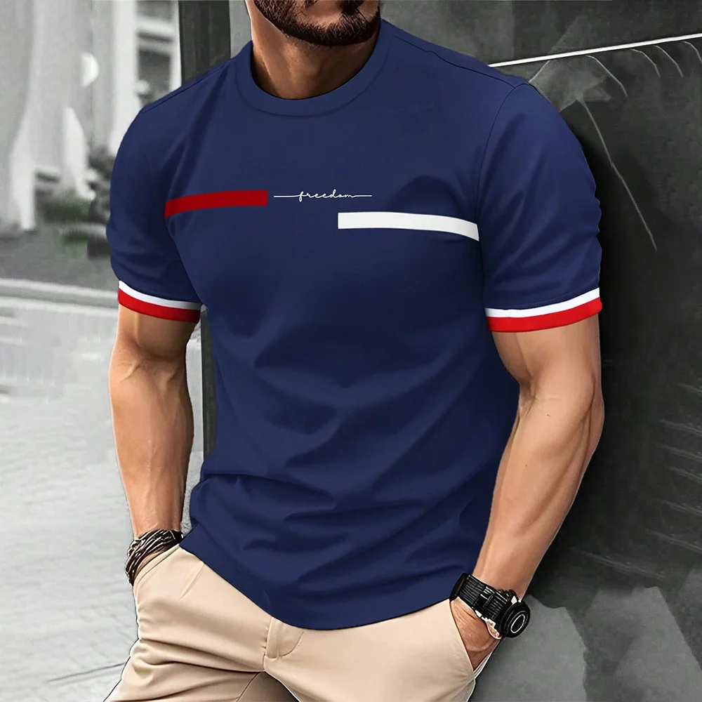 Men's 3D striped printed T-shirt men's hip-hop trend Harajuku streetwear round neck T-shirt comfortable and breathable image 5