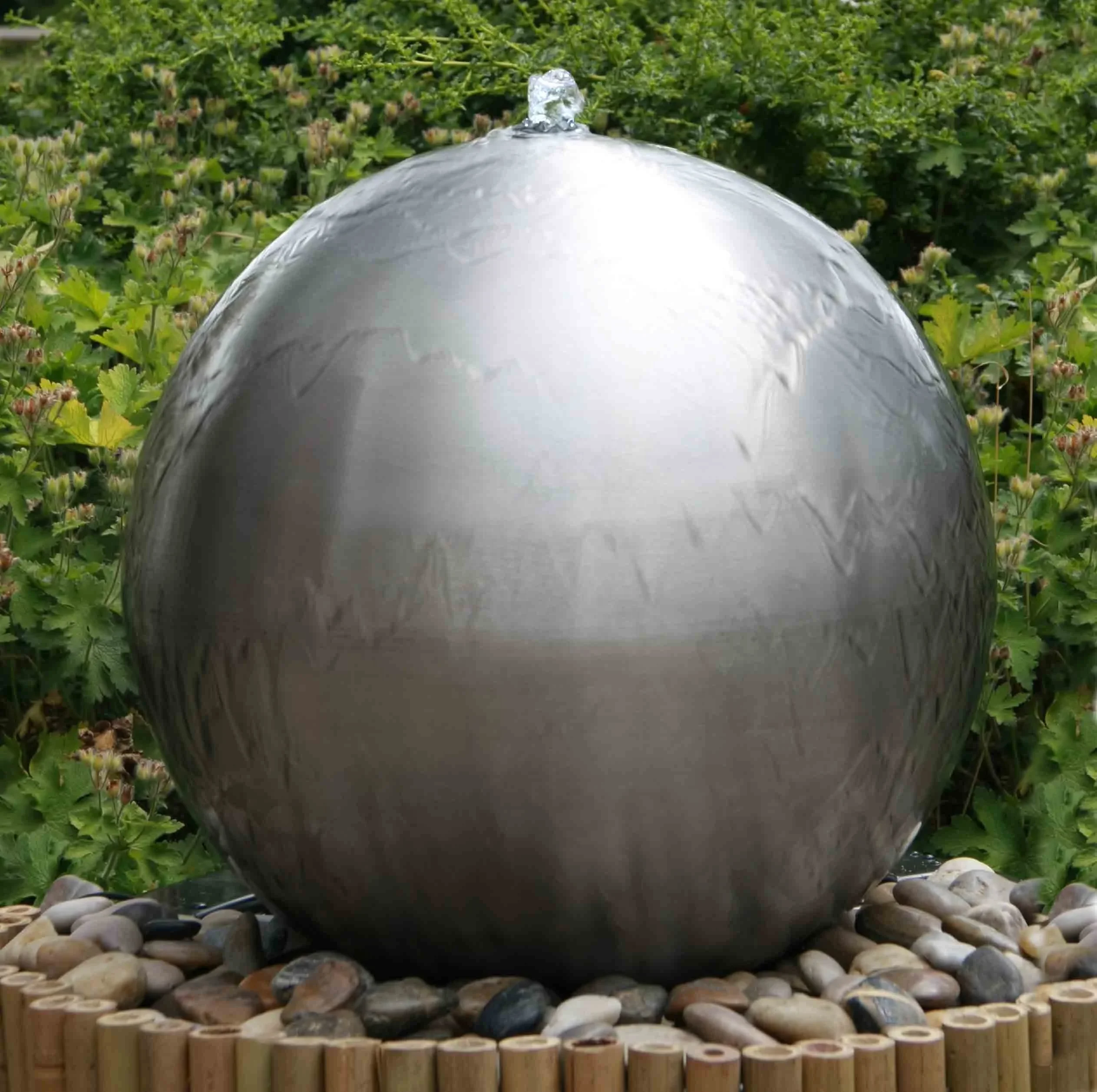 decoration stainless steel ball water fountain outdoor garden hollow ball fountain