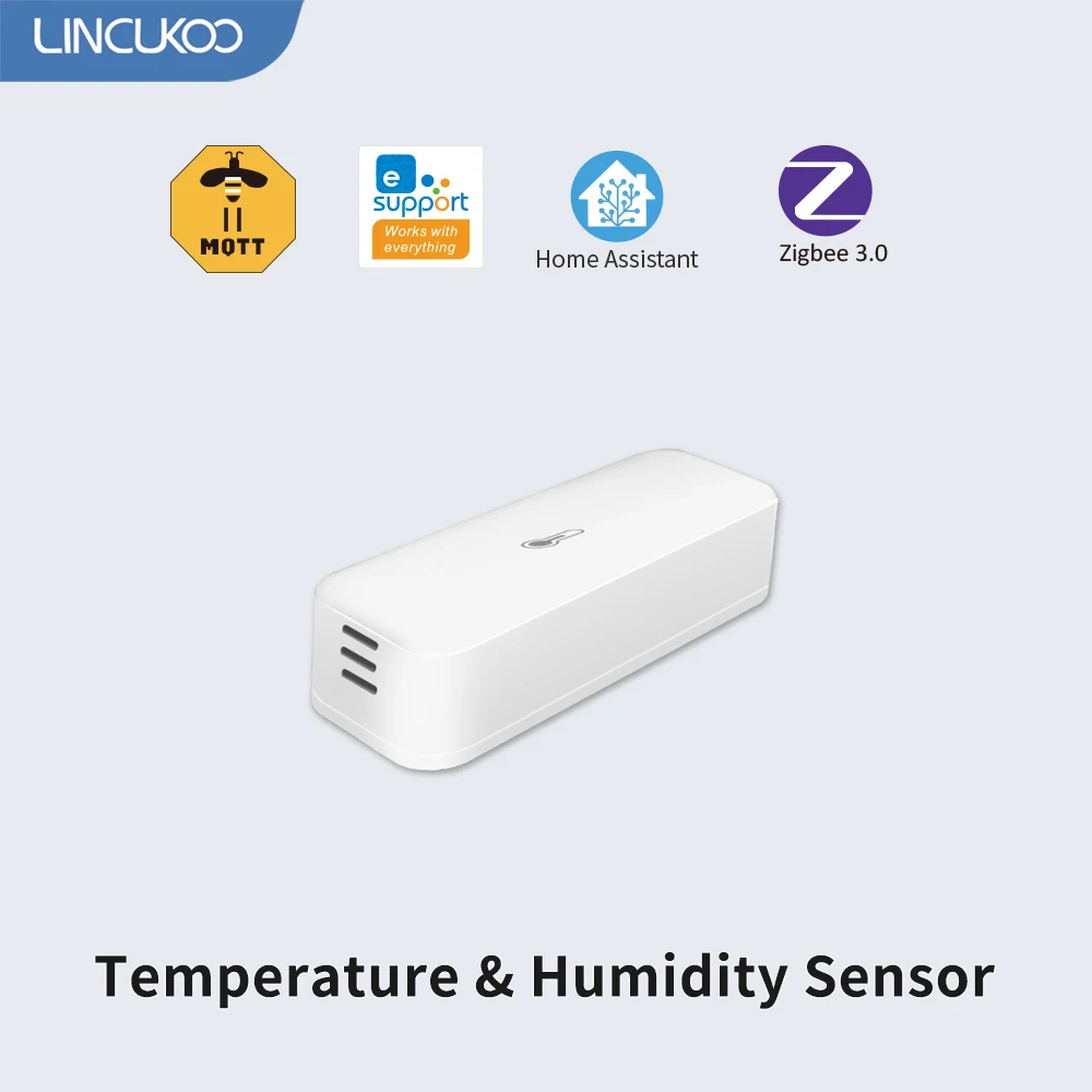 

Lincukoo Smart Zigbee 3.0 Temperature And Humidity Sensor Tiny Remote Monitor for Smart Home Assistant zigbee2MQTT eWelink
