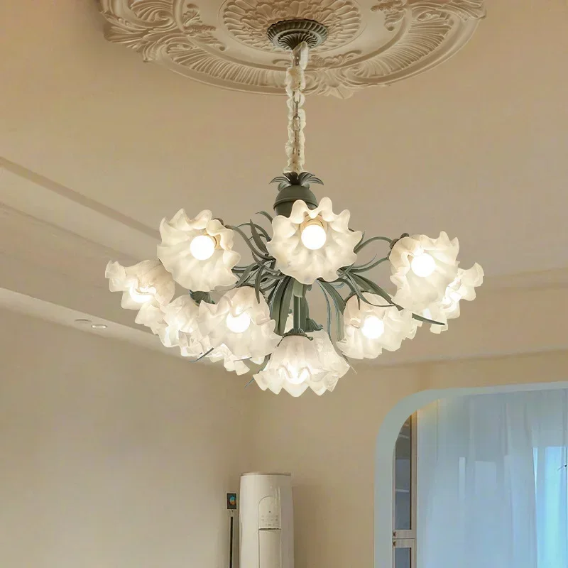 Modern Creative Orchid of The Valley Acrylic Lamps French Pastoral Living Room Chandelier Retro Dining Room Bedroom Lighting