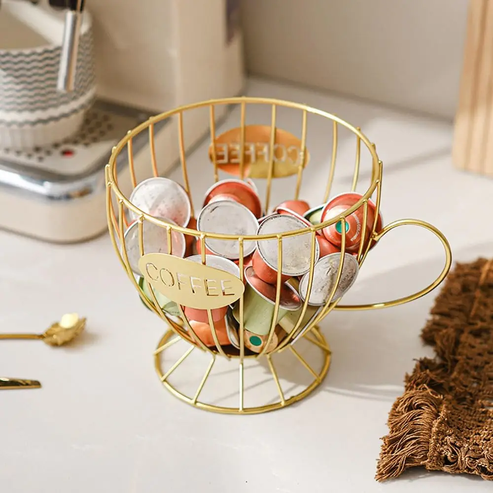 

Vintage Tea Cup Coffee Pod Organizer - 50+ Capsule Metal Holder Commercial Grade Kitchen & Coffee Bar Storage with Non-Slip Base