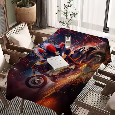 Anime S-Sonic-c Waterproof And Oil-proof Tablecloth Bedside Table Dustproof Decorative Cloth Living Coffee Tablecloth
