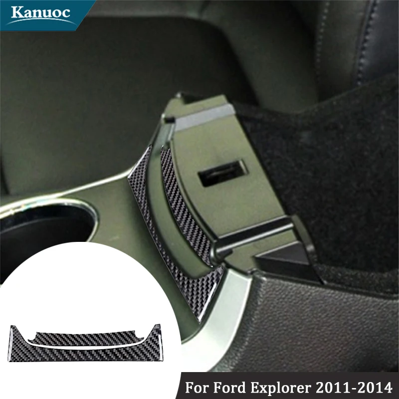 

For Ford Explorer 2011 2012 2013 2014 Carbon Fiber Low Center Armrest Stickers Car Interior Decorative Accessories