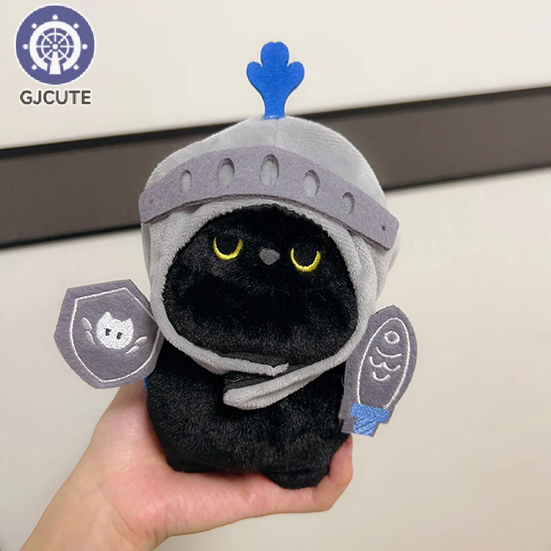 Creative Black Cat Knight Doll Keychain Cute Cartoon Small Cat Design Plush Animal Doll Bag Pendant Women Gifts