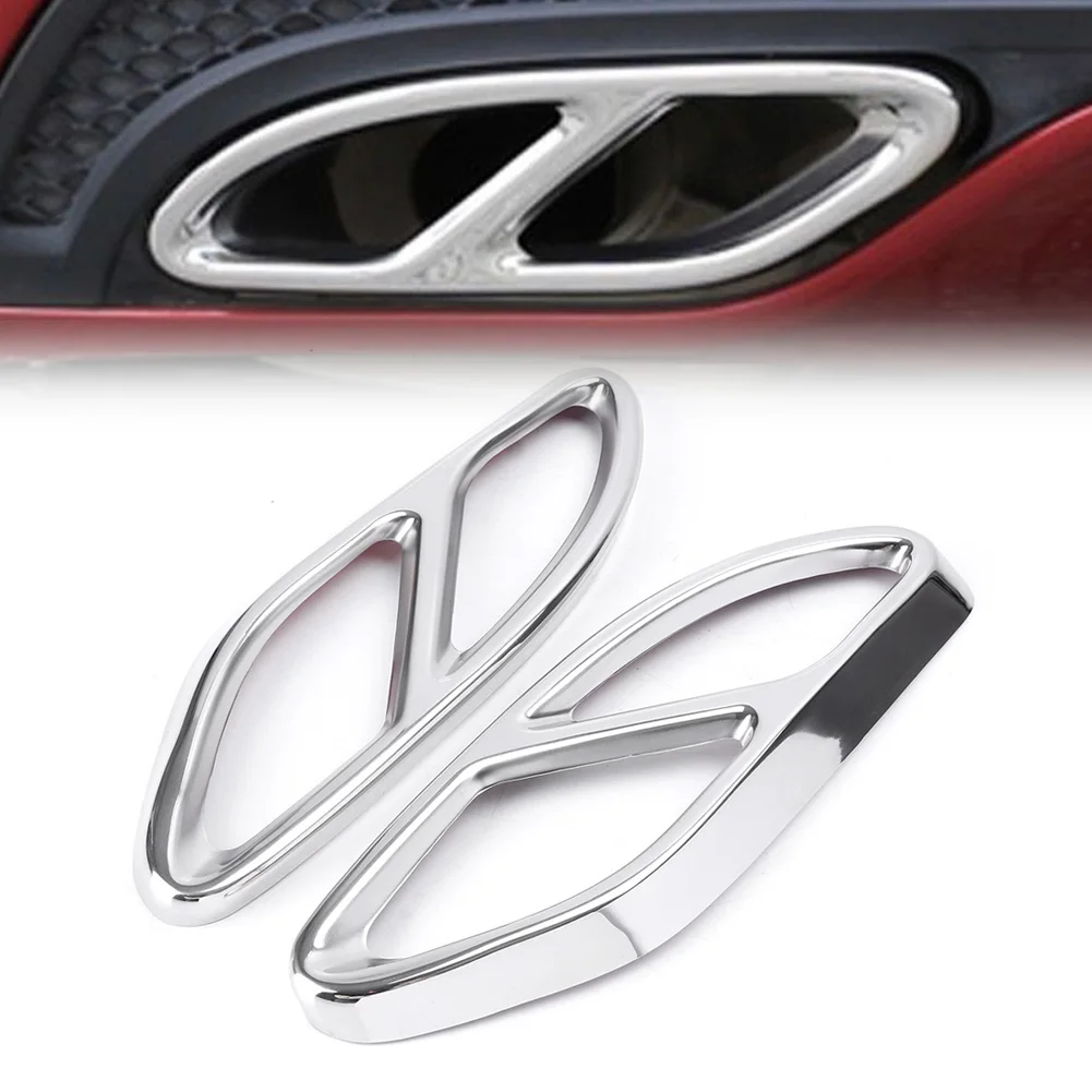 2Pcs Silver Car Rear Cylinder Exhaust Pipe Cover Decor Trim for   A B E Class GLE GLC GLC W166 W176 W205 W212 W213