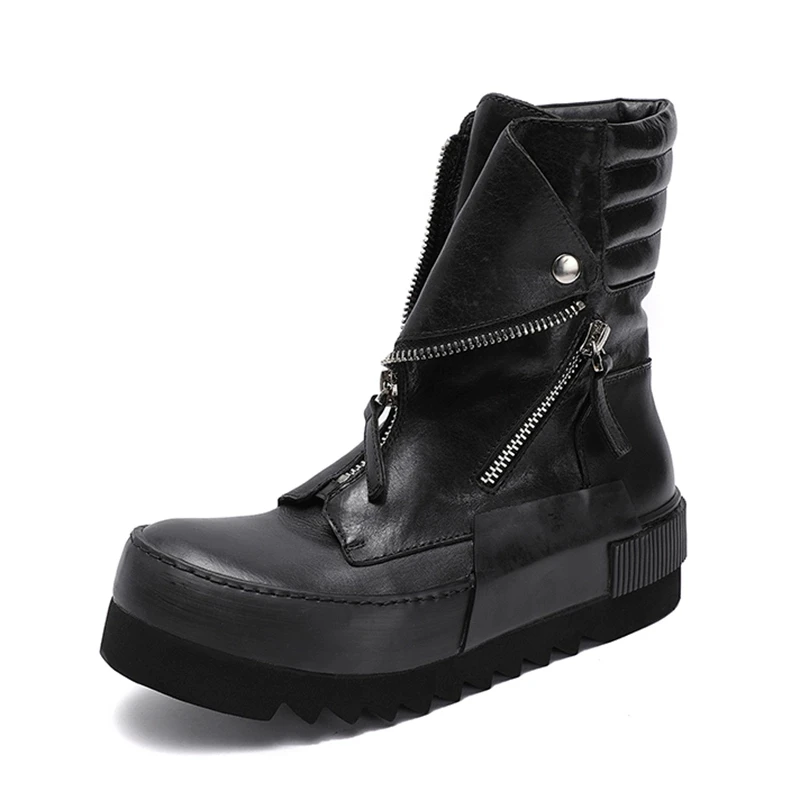 Designer Customized Goodyear Nappa Genuine Leather Handmade Sewing Gentle Cool Artist Hairstylist Sneakers Boots