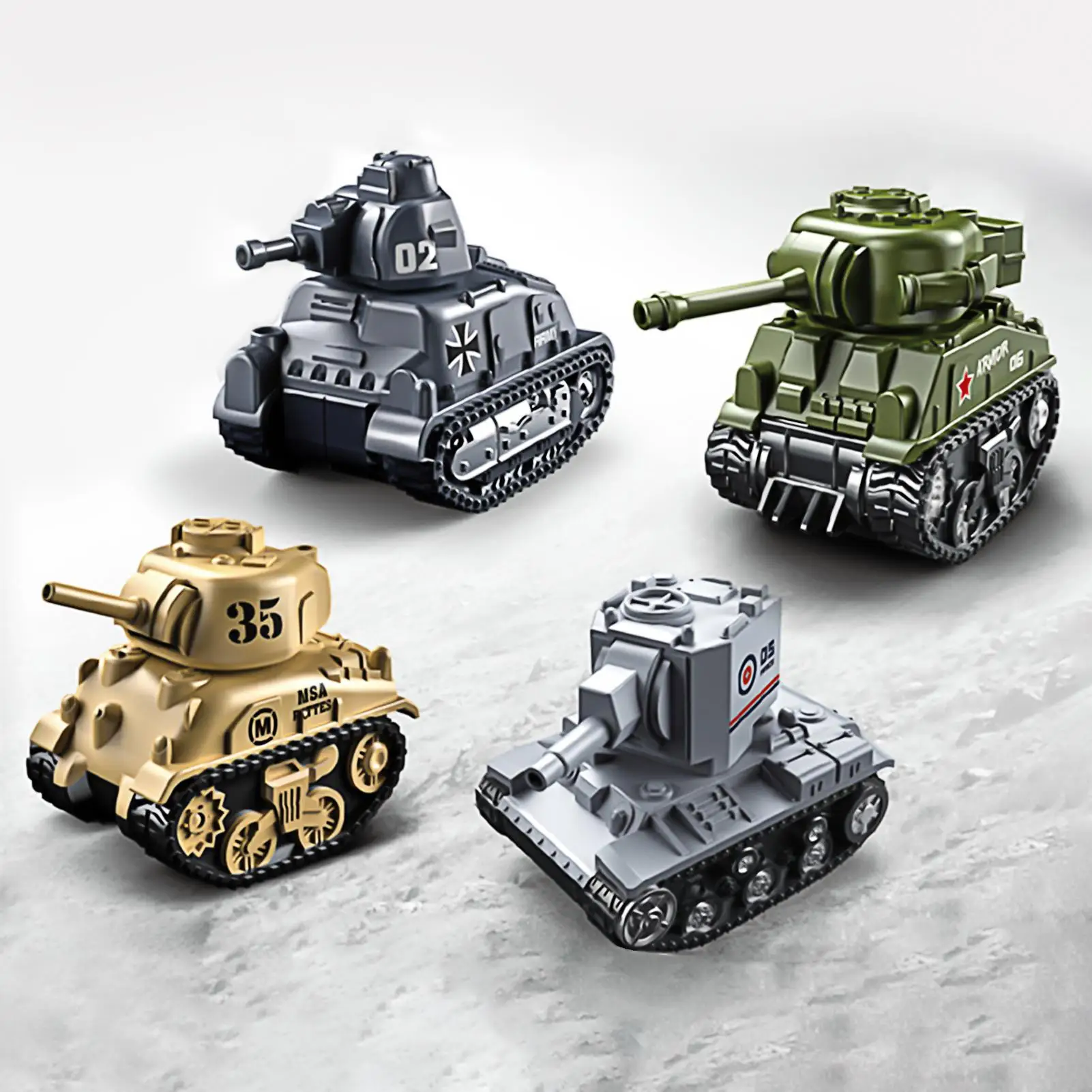 1:64 Mini Tank Model Trek Educatief Speelgoed Voertuig Model Tank Simulatie Collectie Geschenken Speelgoed Jongens