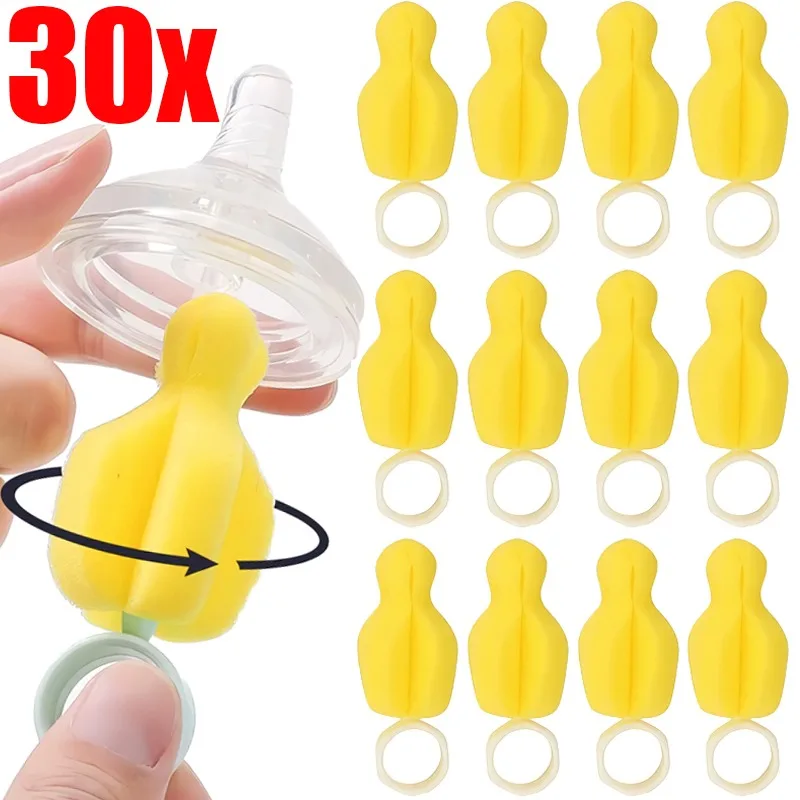 30/1PC Spugna Spazzola per la pulizia dei capezzoli Strumenti per il lavaggio delle bottiglie di latte 360 °   Spazzola per pulizia rotante Spazzole