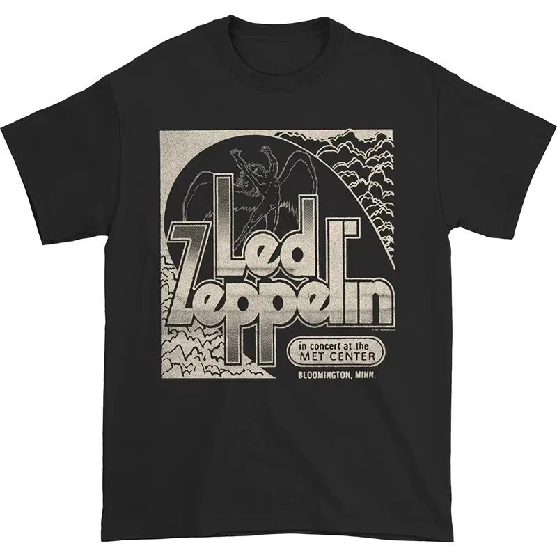 Met Center Concert Led Zeppelin Band T-Shirt Cotton Graphic Tee Men Women Summer Streetwear