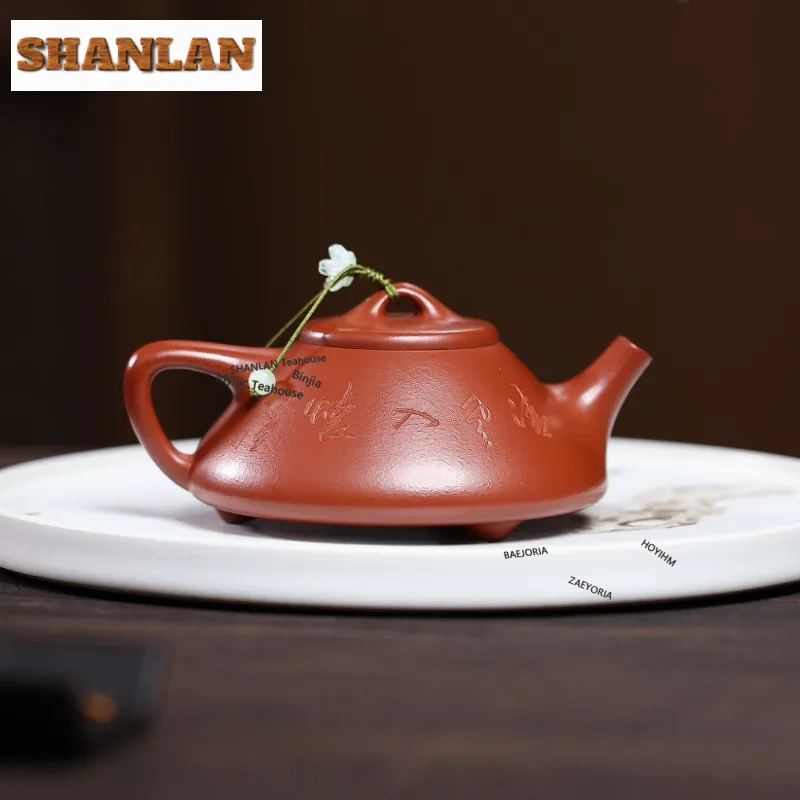 150ml Vintage Yixing Purple Clay Teapots Handmade Stone Scoop Pot Raw Ore Dahongpao Mud Kettle With Infuser Chinese Zisha Teaset