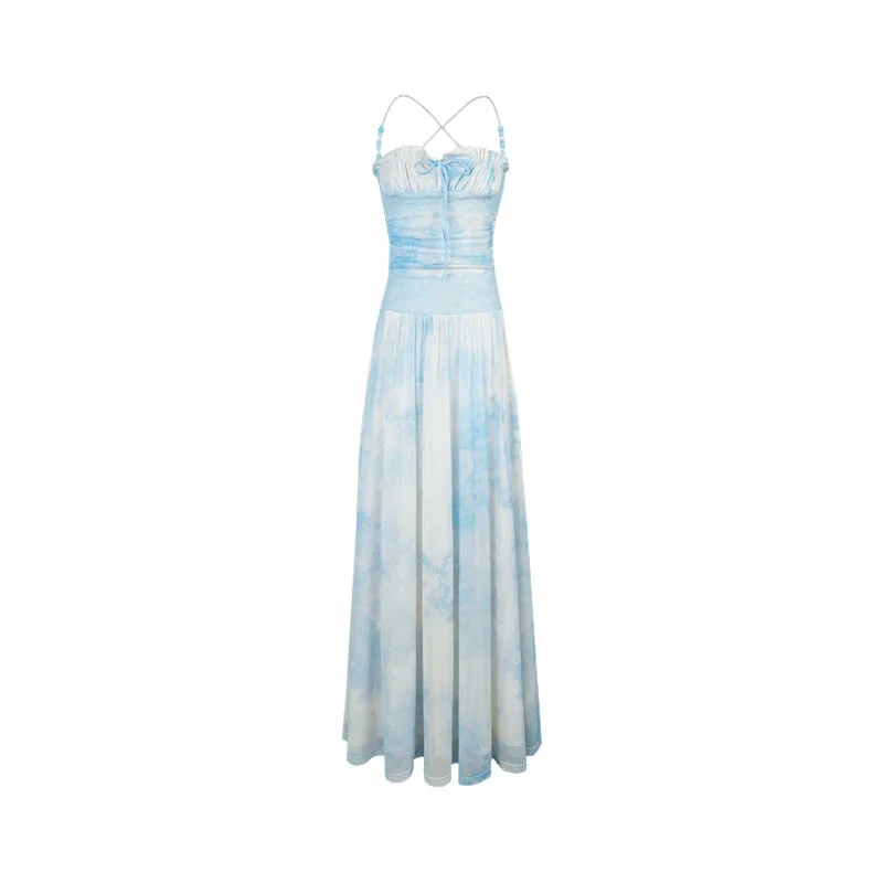 REDDACHiC Tie Dye Kralen Hemdje Jurk Mouwloos Ruches Corset Franje Maxi Lange Flowy Jurk Romantische Elegante Vrouwen Kleding - afbeelding 1