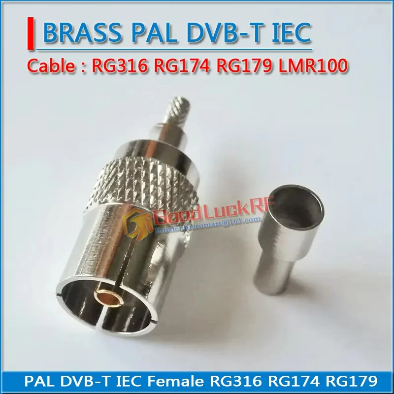 PAL DVB-T IEC Male Straight Crimp RG316 RG174 LMR100 RG179 Cable IEC Male Right Angle 90 Degree IEC Female RF Connector Adapter