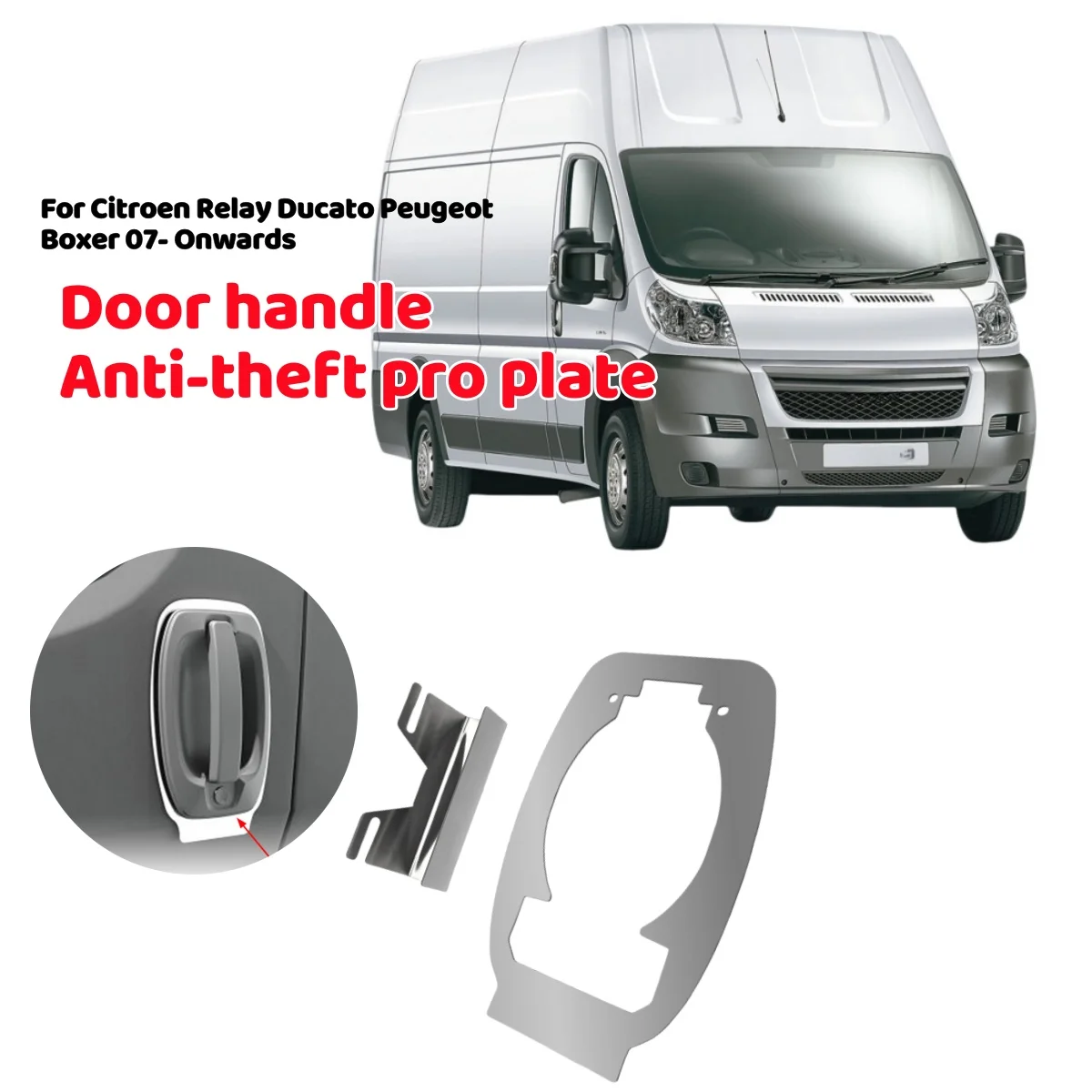 Door Handle Pro Plate Motorhome Anti-Theft Door Handle Pro Plate Protective For Citroen Relay Ducato Peugeot Boxer 07 Onward