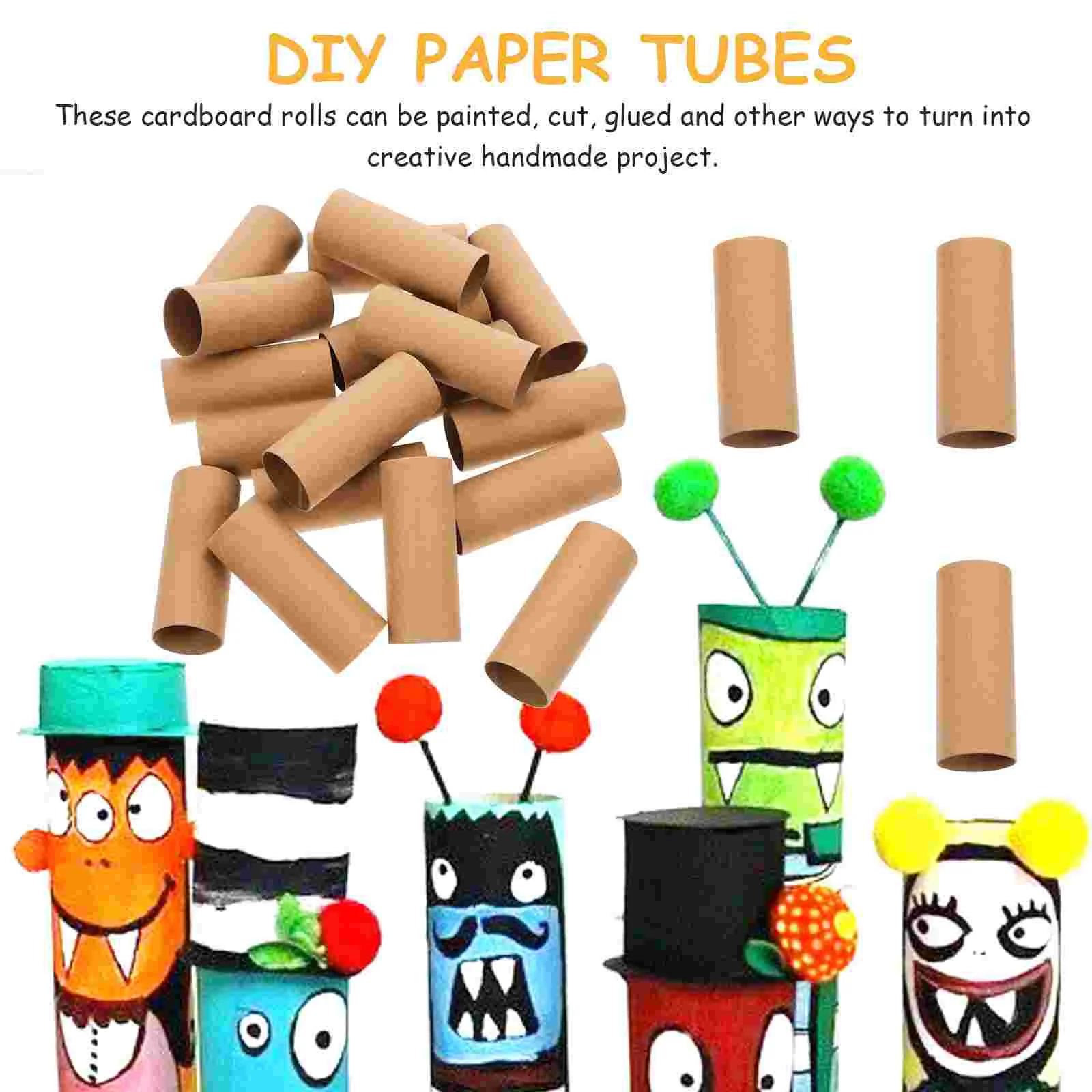 20 Pcs Craft Cardboard Tube DIY Projects Paper Tubes Classroom Round Kids