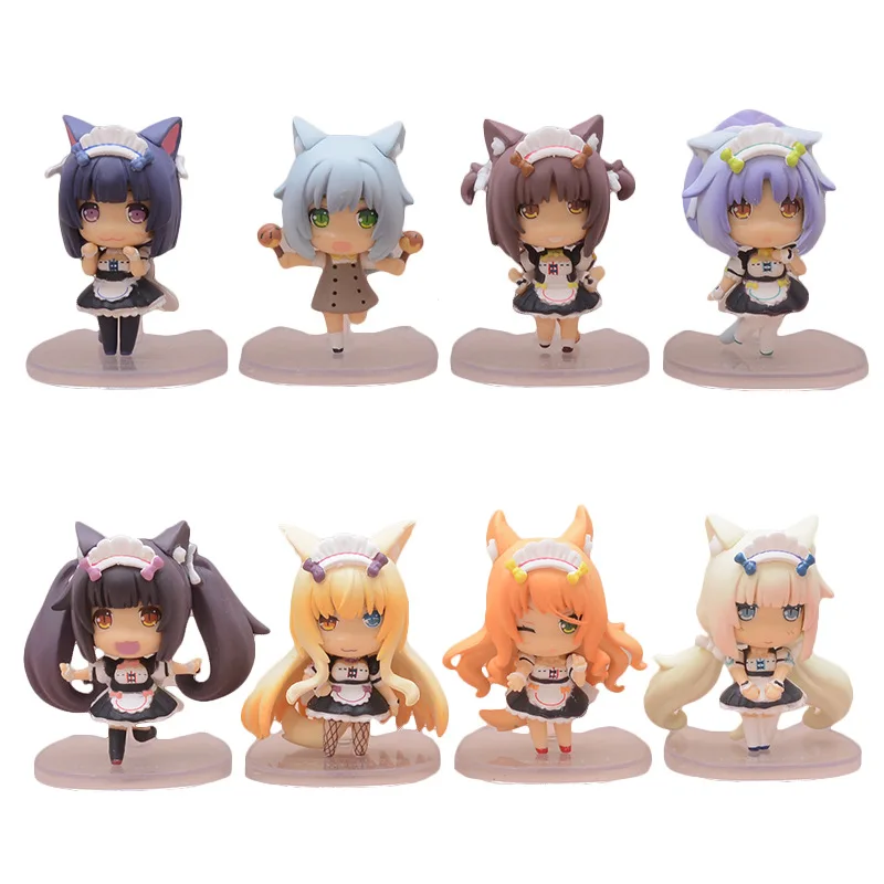 Figura DE ACCIÓN DE NEKOPARA, modelo de PVC, adornos de colección, regalos de muñecas, chocolate, vainilla, estilo aleatorio, 7CM, 1 unidad