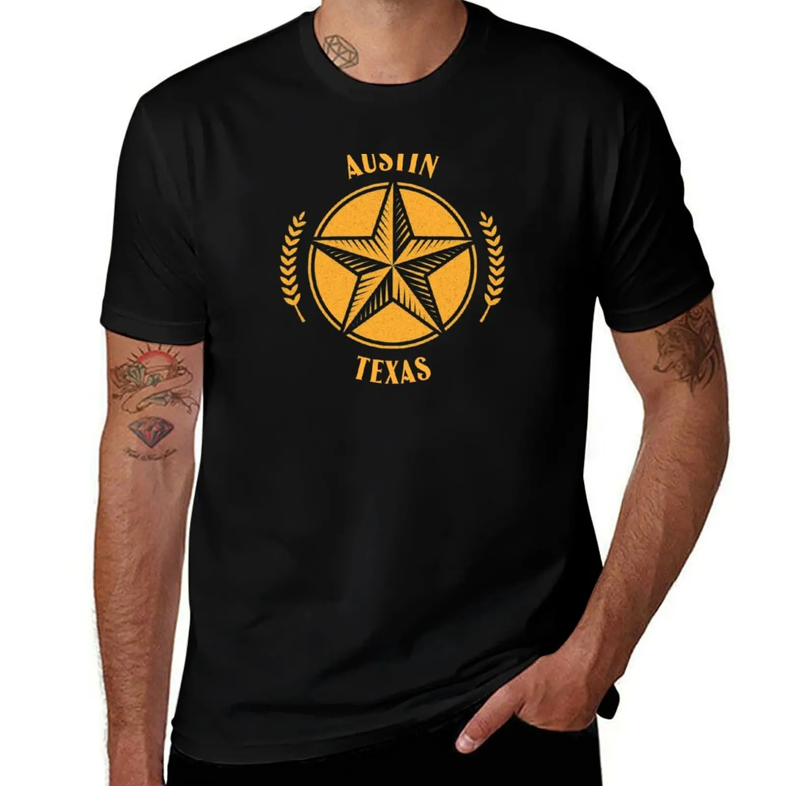 

Austin Texas Badge T-Shirt graphic tee shirt tops oversize t-shirts man mens workout shirts