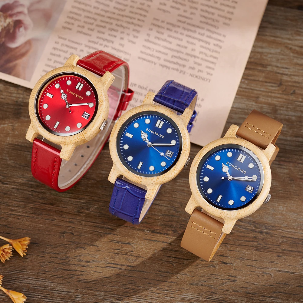 Jam Tangan Kuarsa Wanita BOBOBORD Mendukung Teks Kotak Penutup Belakang dengan Nama yang Dapat Disesuaikan, Jam Tangan Gerakan Jepang Kasual Modis, Hadiah