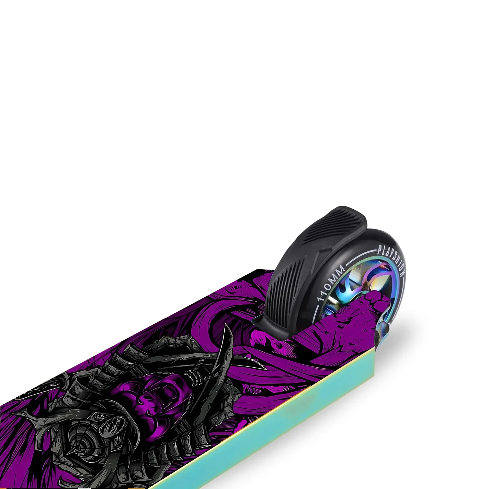 Purple Flame Samurai Trendy Cool Trendy Scooter Sticker Skateboard Stickers, Scooter Floor Mat Stickers, Cool Skateboard