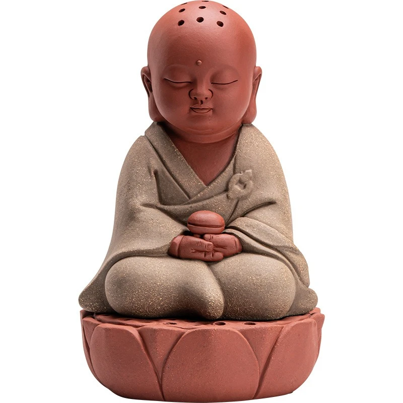 Small monk plate incense burner household indoor ceramic small novice aromatherapy burner Zen tea room incense ornament