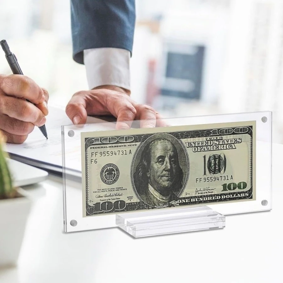 Banknote Display Frame Transparent Currency Collectible Holder Picture Dollar Frame Desk Decor Picture Ticket Protector Showcase
