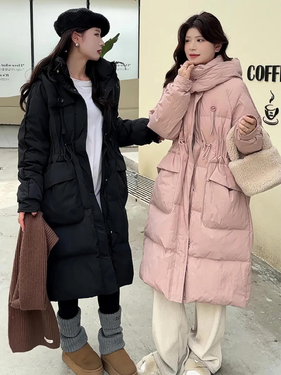 

Faionable Design White Du down Hooded Long Jaet Women's Trendy Outerwear New Arrival Winter 2025 Commute Sle Thiened
