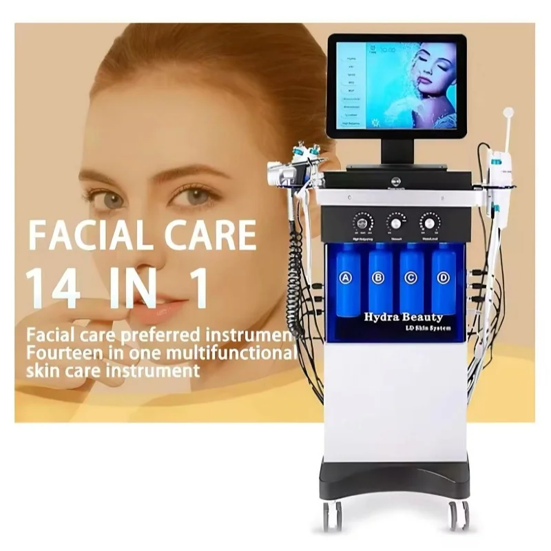 

Hot selling 14 in 1 Diamond Peeling Hydro Facial Machine Water Jet Aqua Facial Skin Care Oxygen Bubble Apa Beauty Equipment