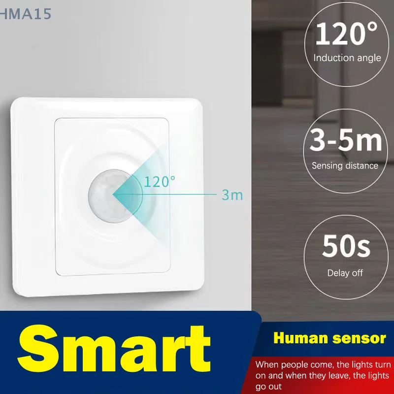 [EL]AC 220V Infrared PIR Motion Sensor Switch Auto On Off LED Light Smart Switch For Corridor Staircase